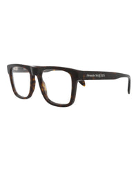 Alexander McQueen Mens Square/Rectangle Havana Havana Transparent Fashion Designer Eyewear