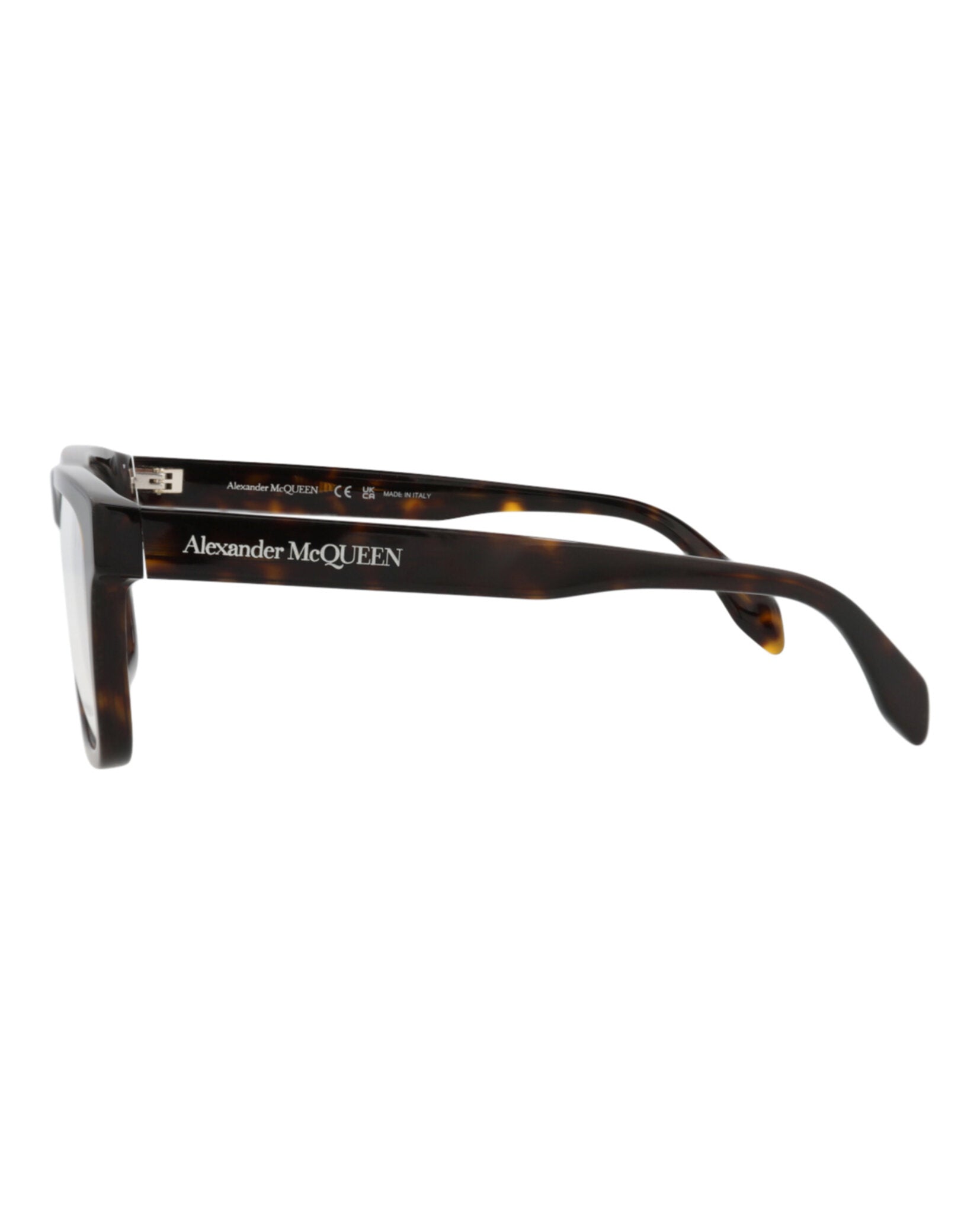 Alexander McQueen Mens Square/Rectangle Havana Havana Transparent Fashion Designer Eyewear