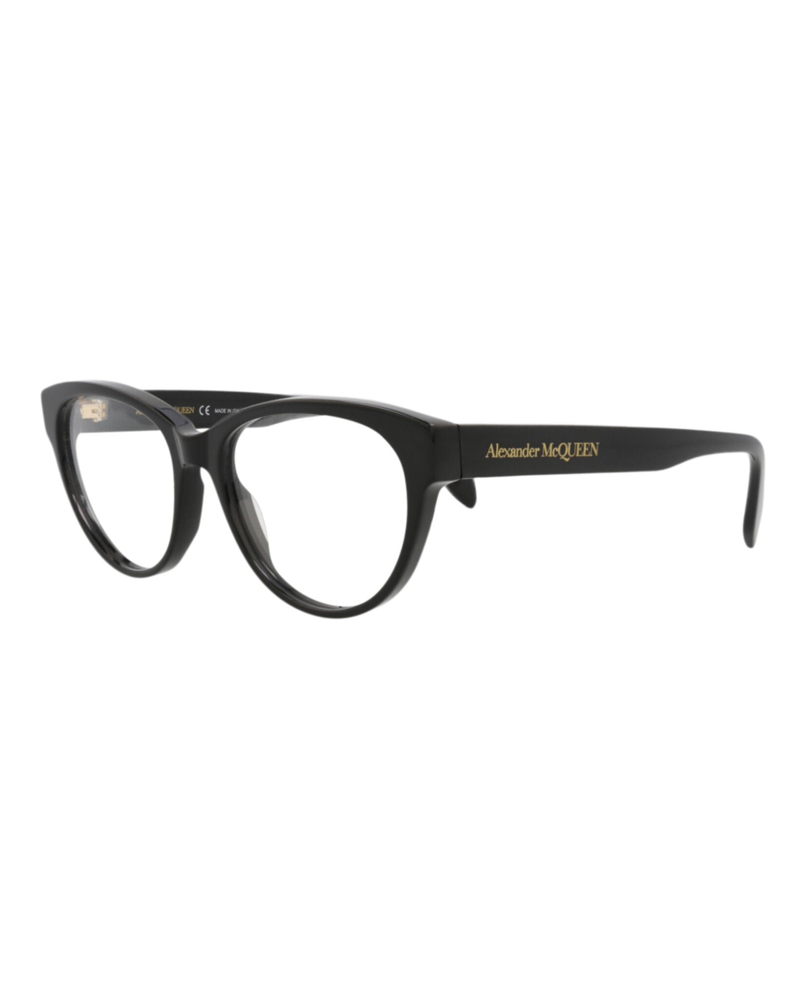 Alexander McQueen Womens Cat Eye Black Black Transparent Fashion Designer Eyewear