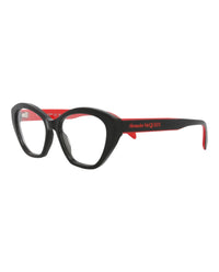 Alexander McQueen Womens Cat Eye Black Black Transparent Fashion Designer Eyewear