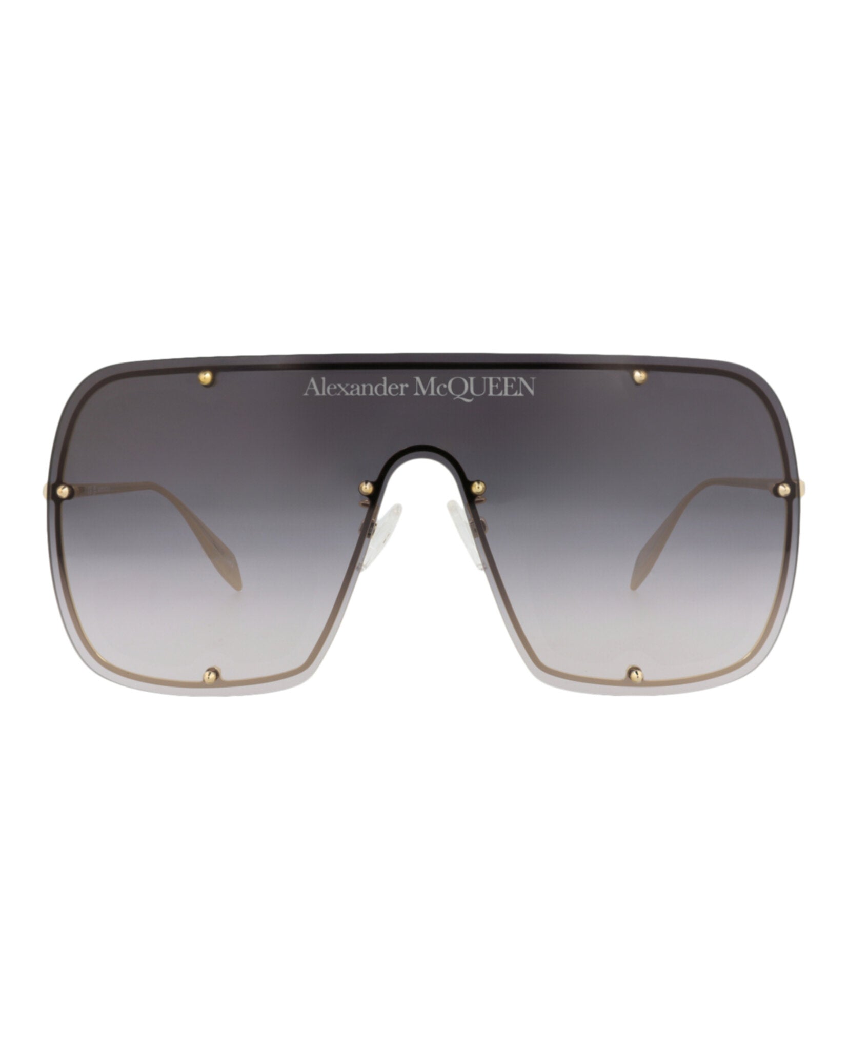 Alexander McQueen Unisex Shield/Wrap Gold Gold Grey Fashion Designer Eyewear
