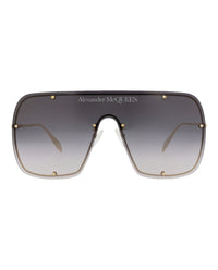 Alexander McQueen Unisex Shield/Wrap Gold Gold Grey Fashion Designer Eyewear