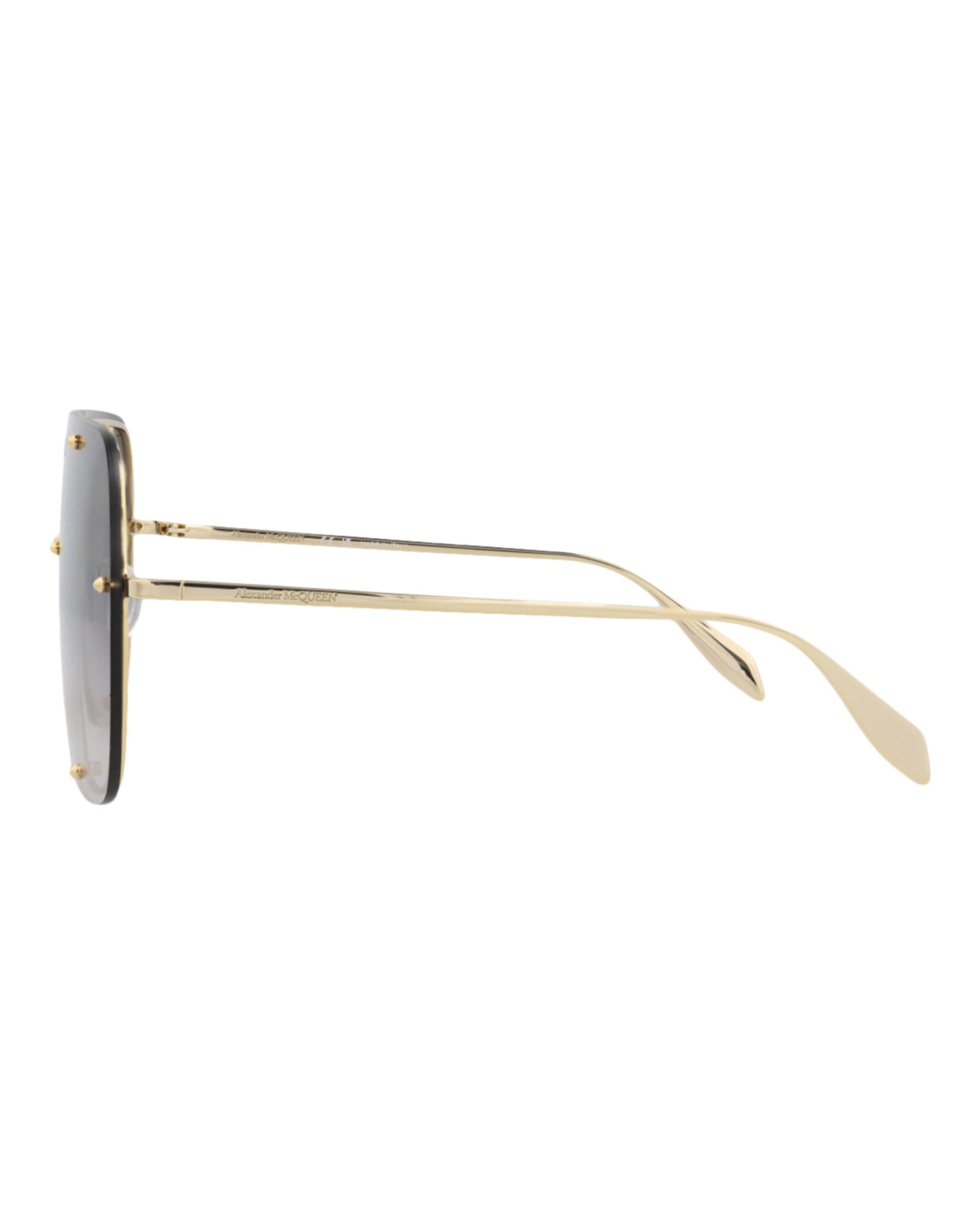 Alexander McQueen Unisex Shield/Wrap Gold Gold Grey Fashion Designer Eyewear