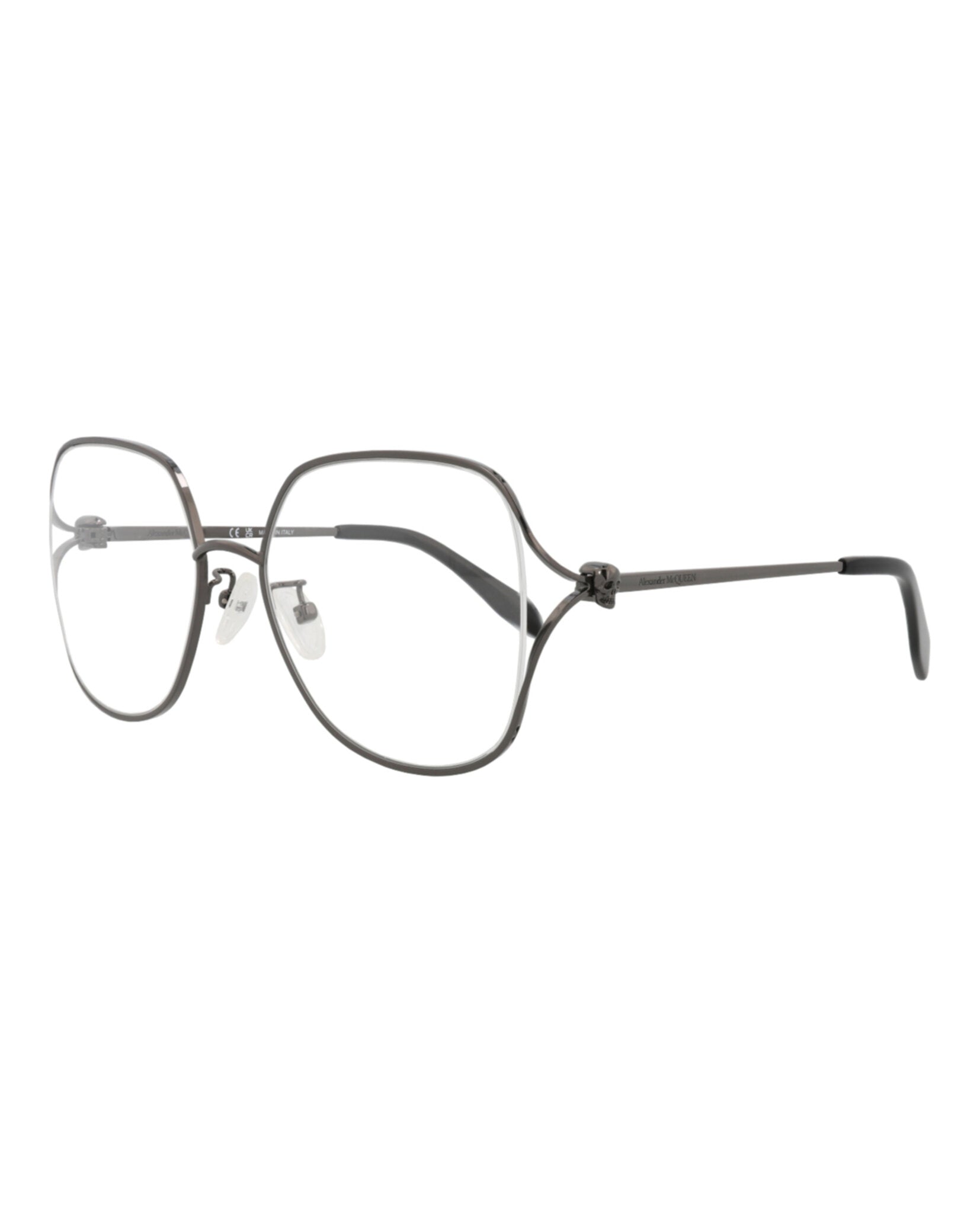 Alexander McQueen Womens Square/Rectangle Ruthenium Ruthenium Transparent Fashion Designer Eyewear