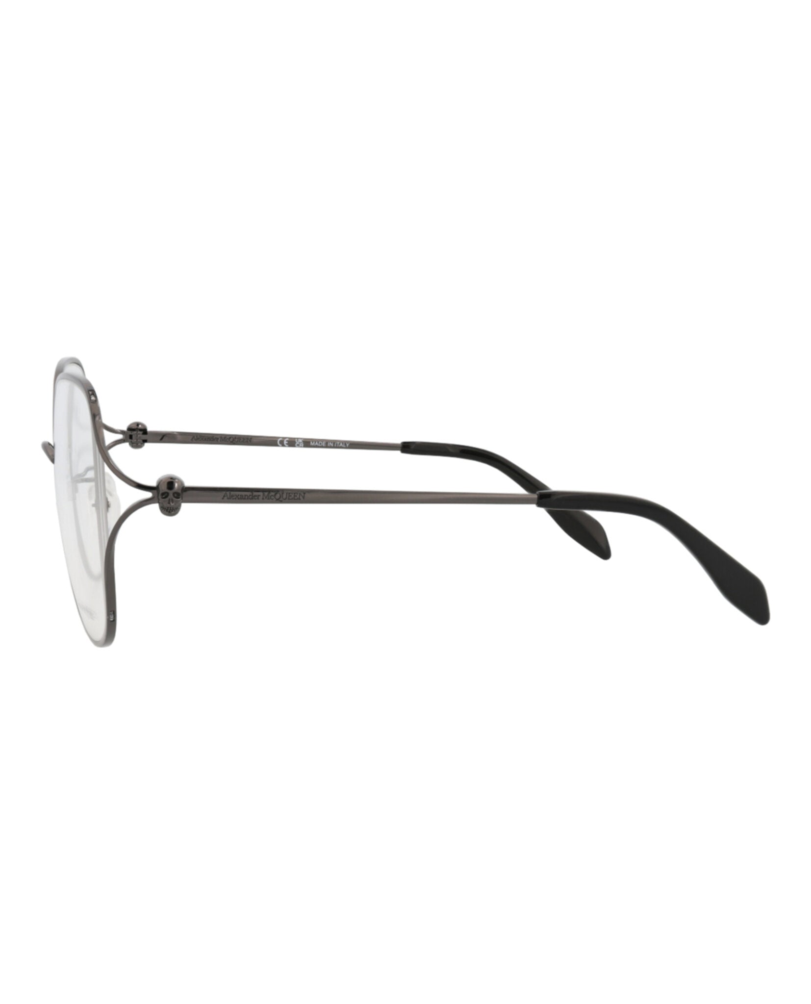 Alexander McQueen Womens Square/Rectangle Ruthenium Ruthenium Transparent Fashion Designer Eyewear