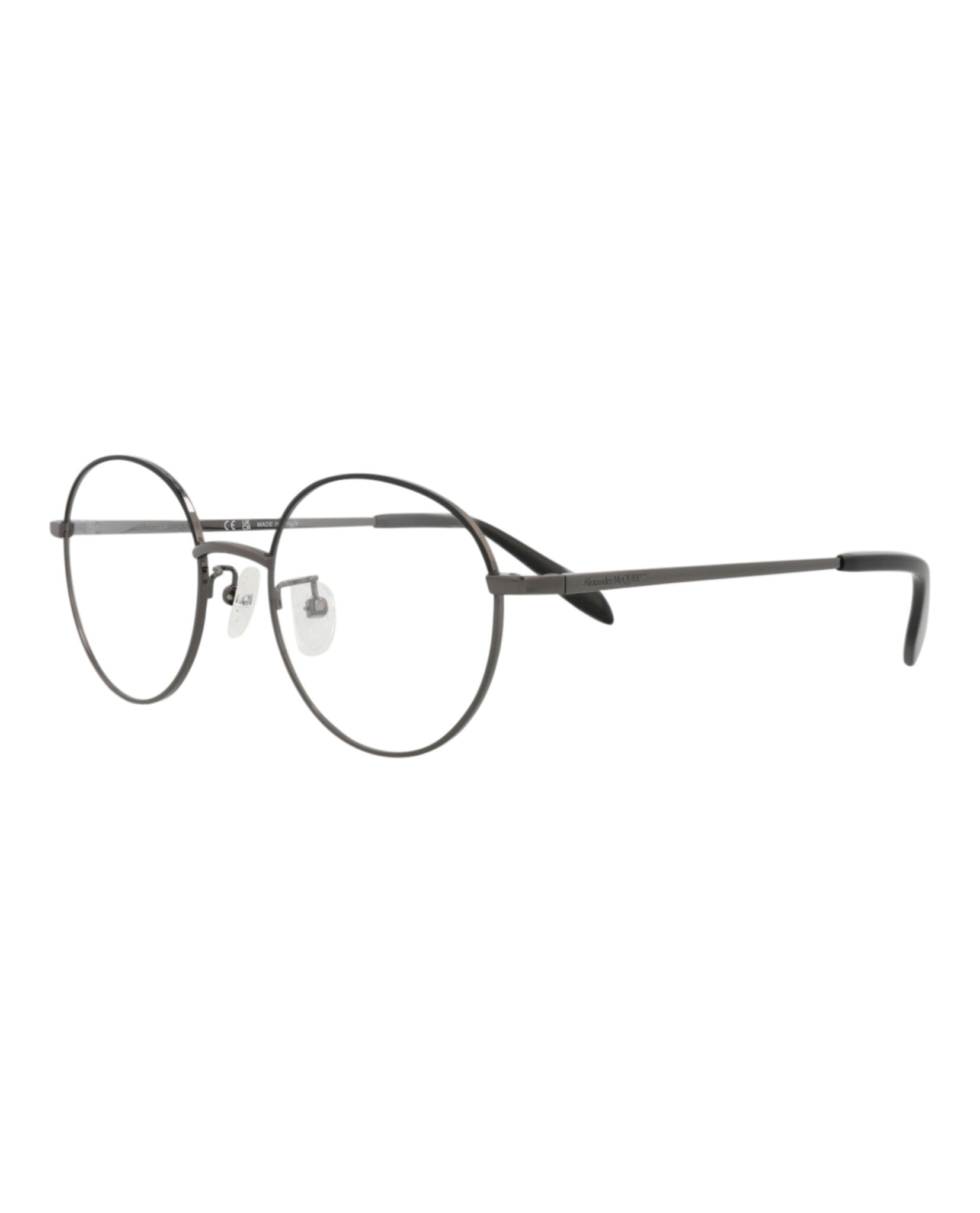 Alexander McQueen Unisex Round/Oval Ruthenium Ruthenium Transparent Fashion Designer Eyewear
