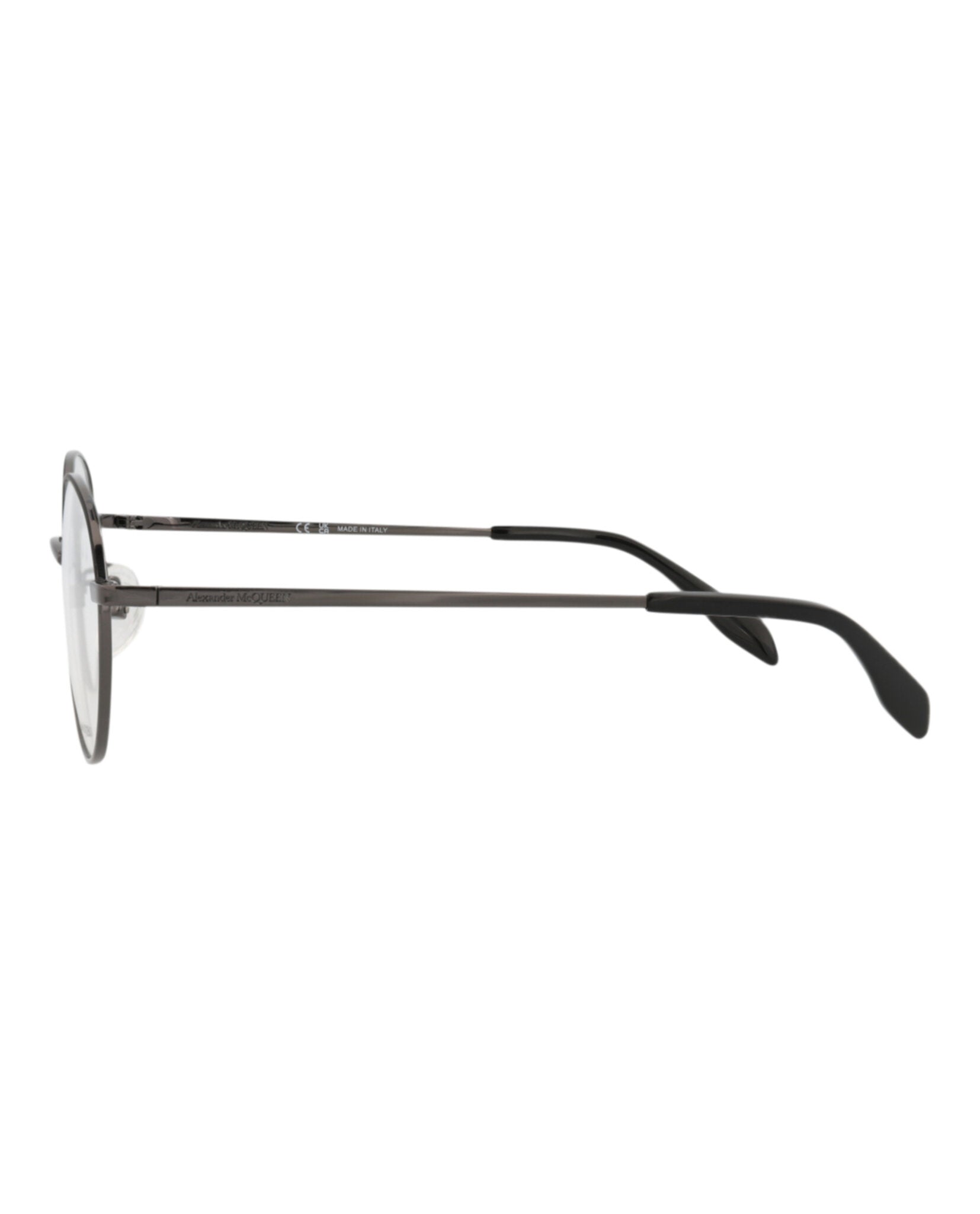 Alexander McQueen Unisex Round/Oval Ruthenium Ruthenium Transparent Fashion Designer Eyewear