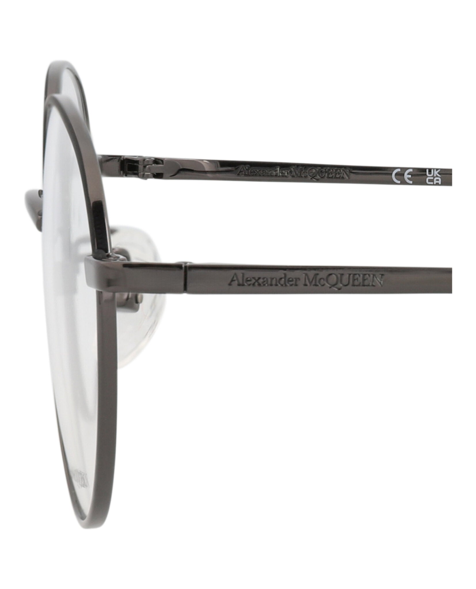 Alexander McQueen Unisex Round/Oval Ruthenium Ruthenium Transparent Fashion Designer Eyewear