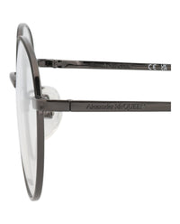 Alexander McQueen Unisex Round/Oval Ruthenium Ruthenium Transparent Fashion Designer Eyewear