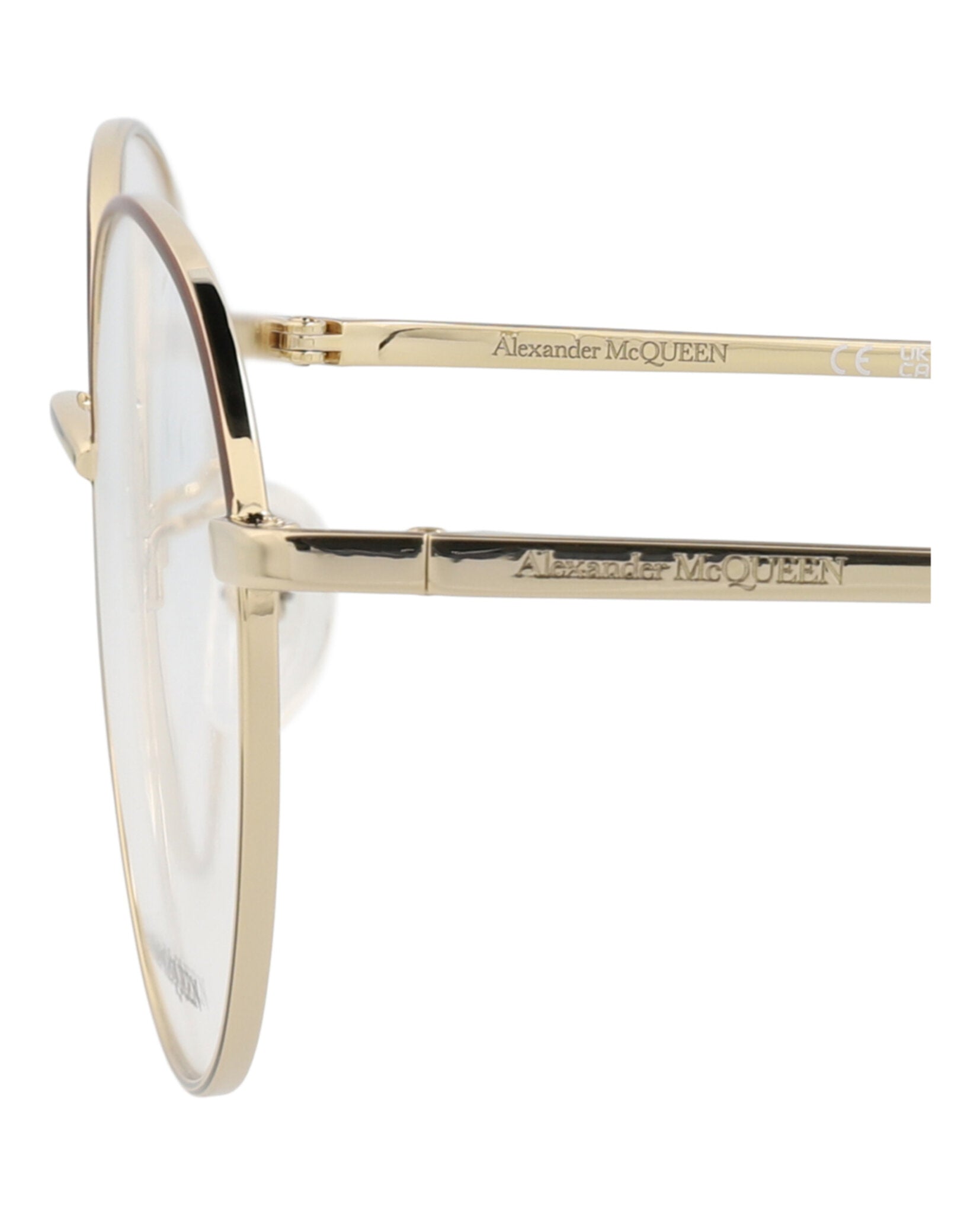Alexander McQueen Unisex Round/Oval Gold Gold Transparent Fashion Designer Eyewear