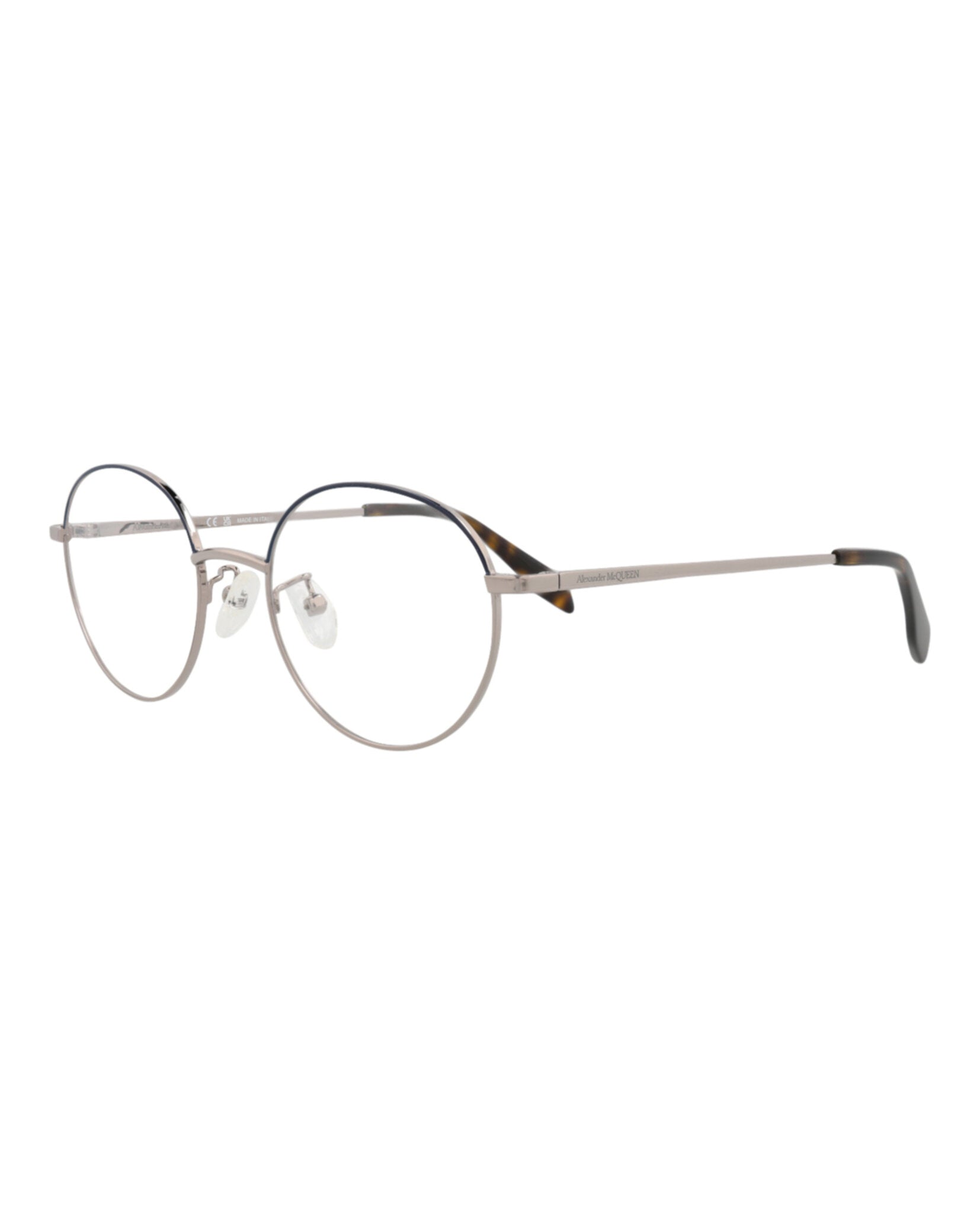 Alexander McQueen Unisex Round/Oval Ruthenium Ruthenium Transparent Fashion Designer Eyewear