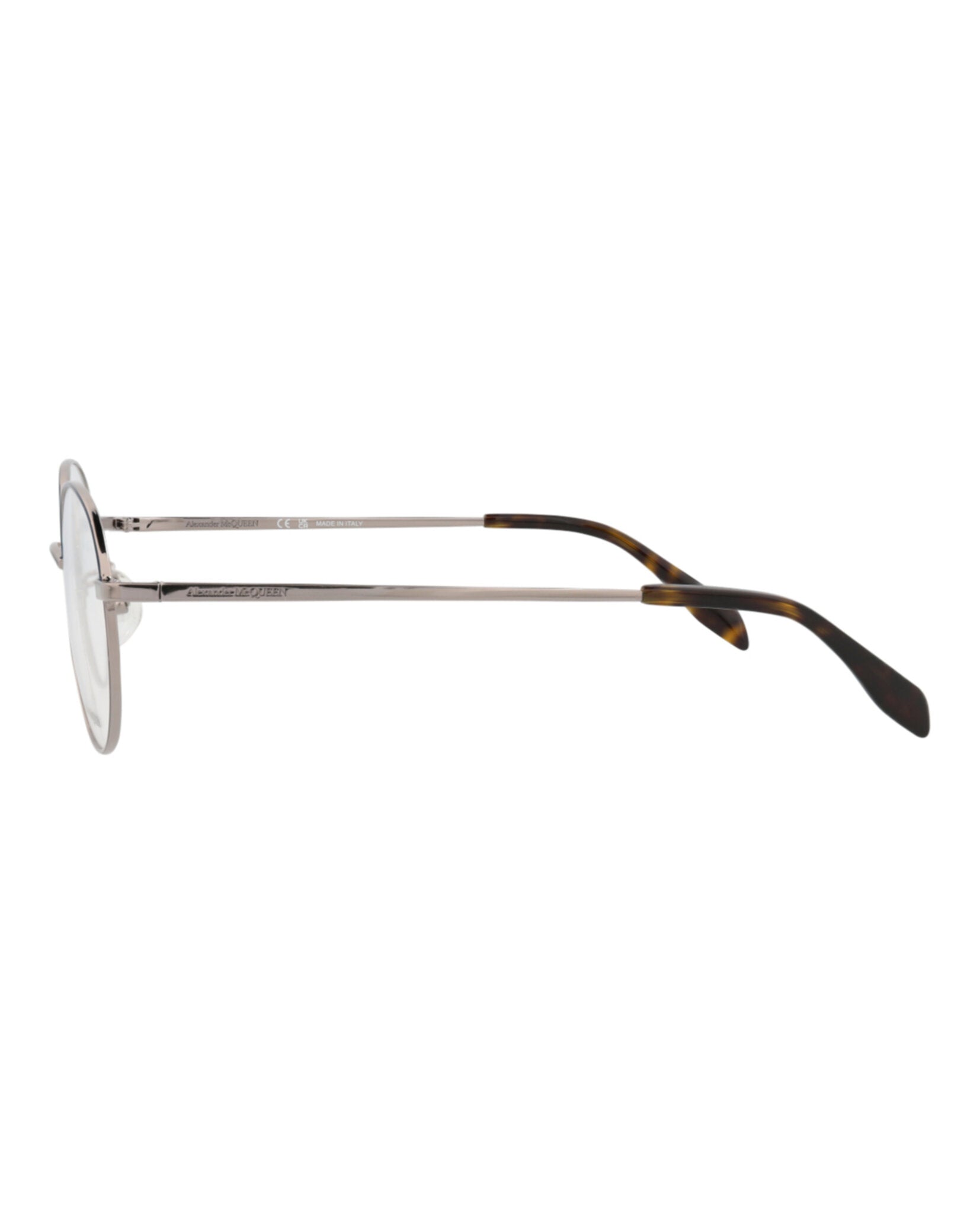 Alexander McQueen Unisex Round/Oval Ruthenium Ruthenium Transparent Fashion Designer Eyewear