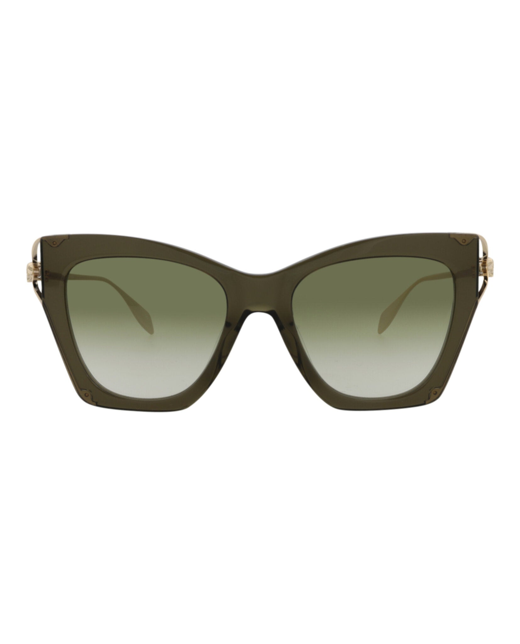 Alexander McQueen Alexander McQueen Womens Cat Eye Green Gold Green Fashion Designer Eyewear