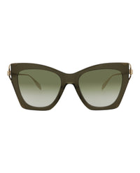 Alexander McQueen Alexander McQueen Womens Cat Eye Green Gold Green Fashion Designer Eyewear