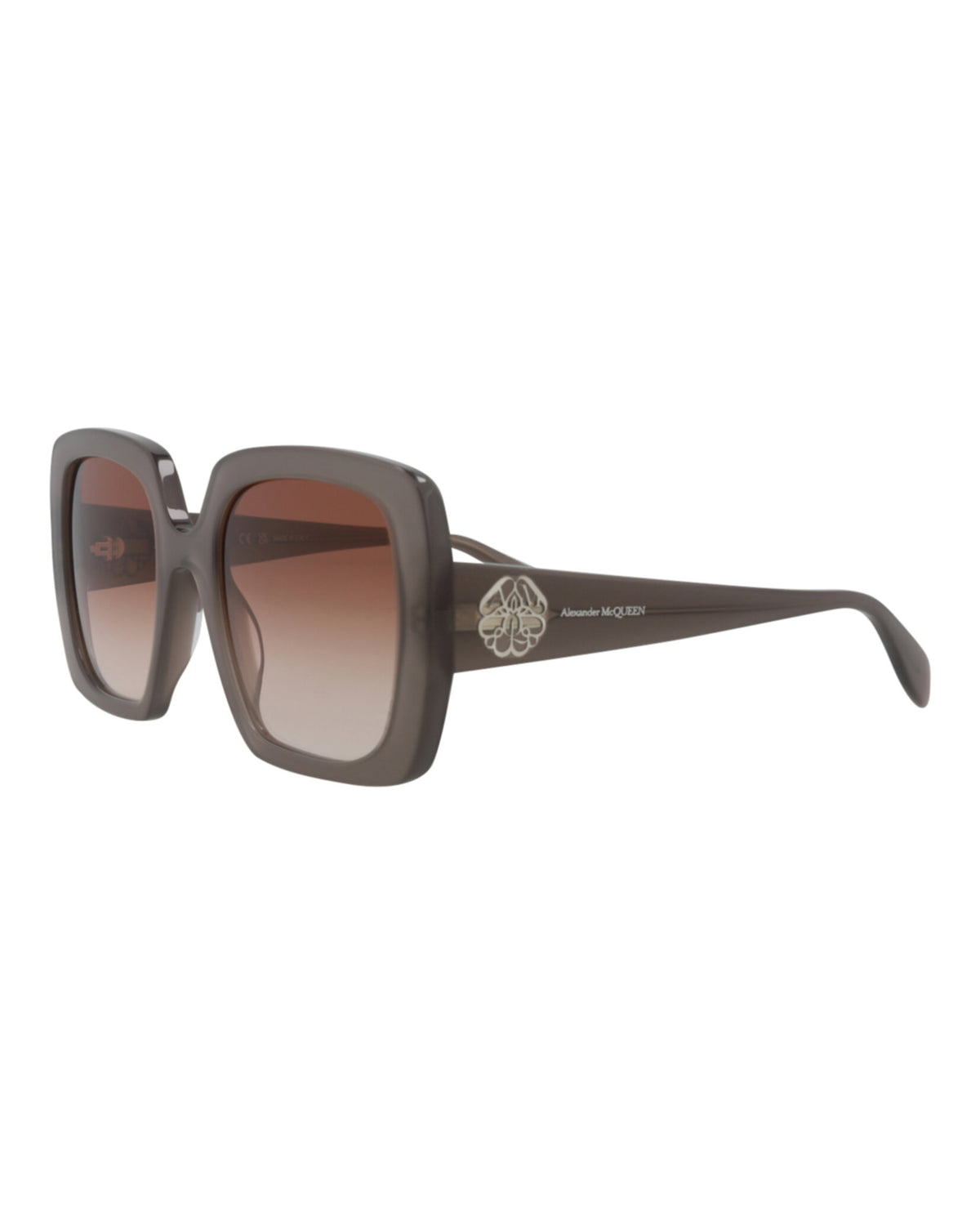Alexander McQueen Womens Square/Rectangle Grey Grey Brown Fashion Designer Eyewear