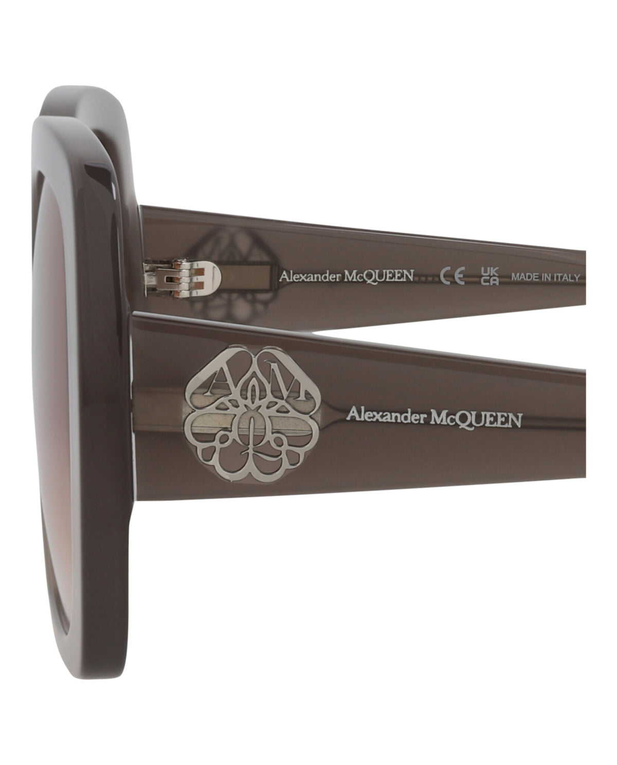 Alexander McQueen Womens Square/Rectangle Grey Grey Brown Fashion Designer Eyewear