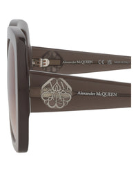 Alexander McQueen Womens Square/Rectangle Grey Grey Brown Fashion Designer Eyewear