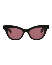 Alexander McQueen Womens Cat Eye Black Black Pink Fashion Designer Eyewear