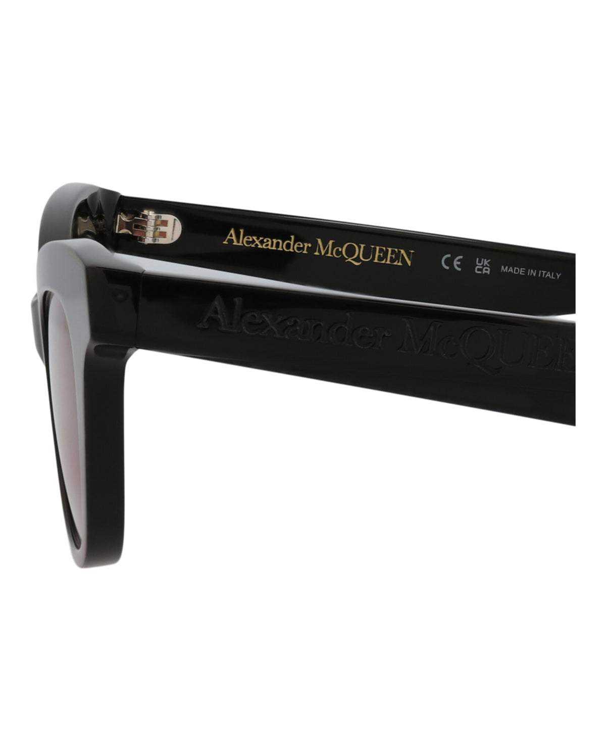 Alexander McQueen Womens Cat Eye Black Black Pink Fashion Designer Eyewear