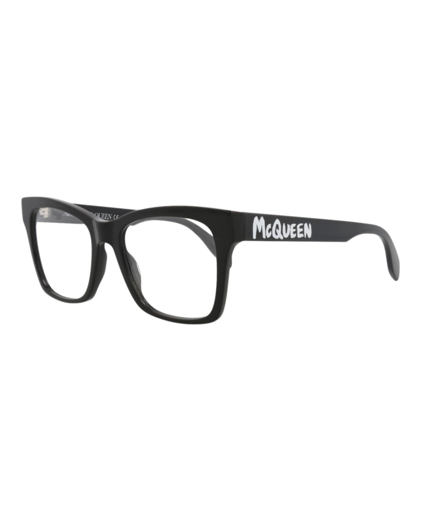 Alexander McQueen Womens Square/Rectangle Black Black Transparent Fashion Designer Eyewear