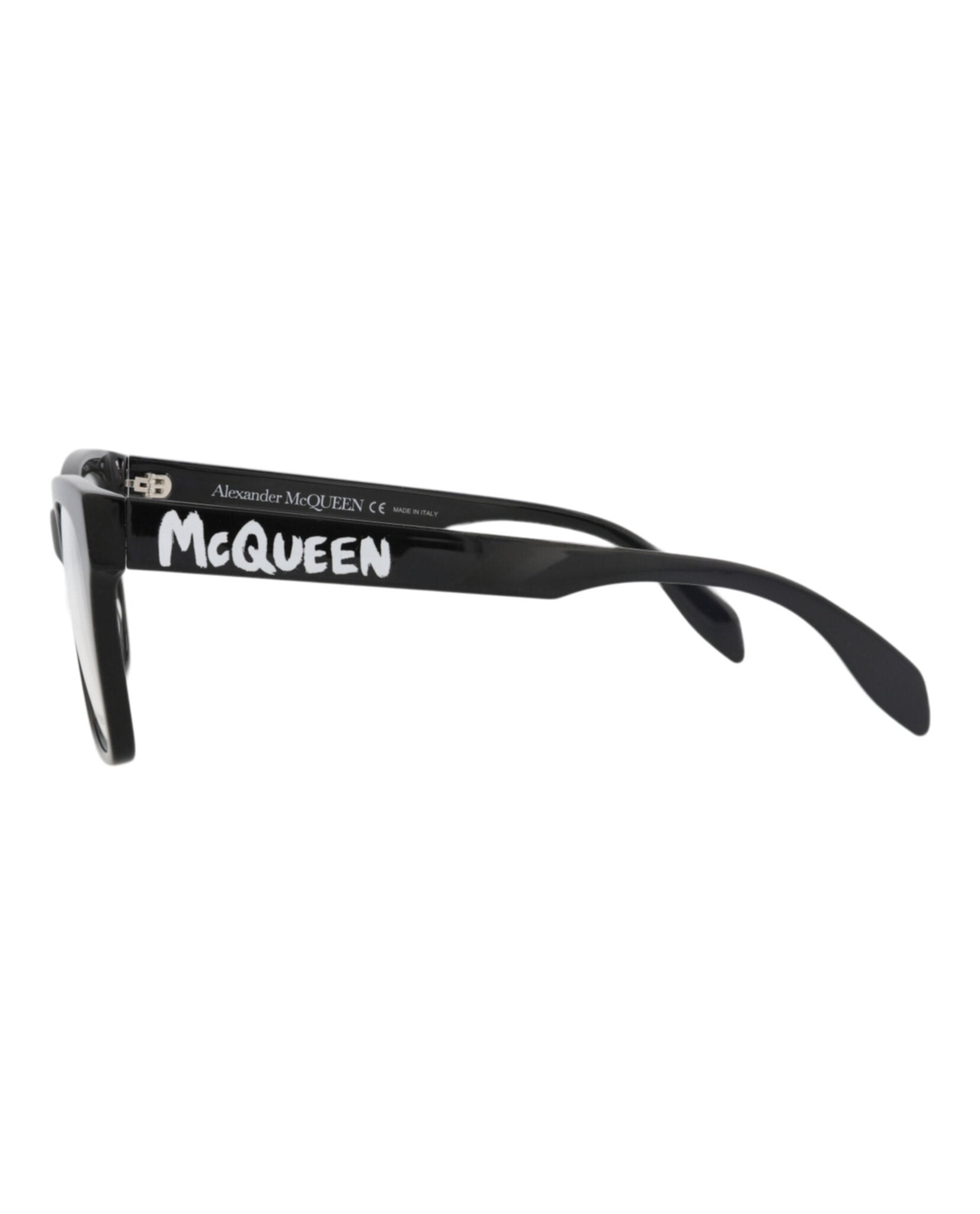 Alexander McQueen Womens Square/Rectangle Black Black Transparent Fashion Designer Eyewear