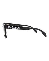 Alexander McQueen Womens Square/Rectangle Black Black Transparent Fashion Designer Eyewear