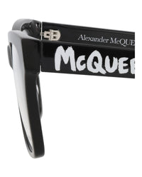 Alexander McQueen Womens Square/Rectangle Black Black Transparent Fashion Designer Eyewear