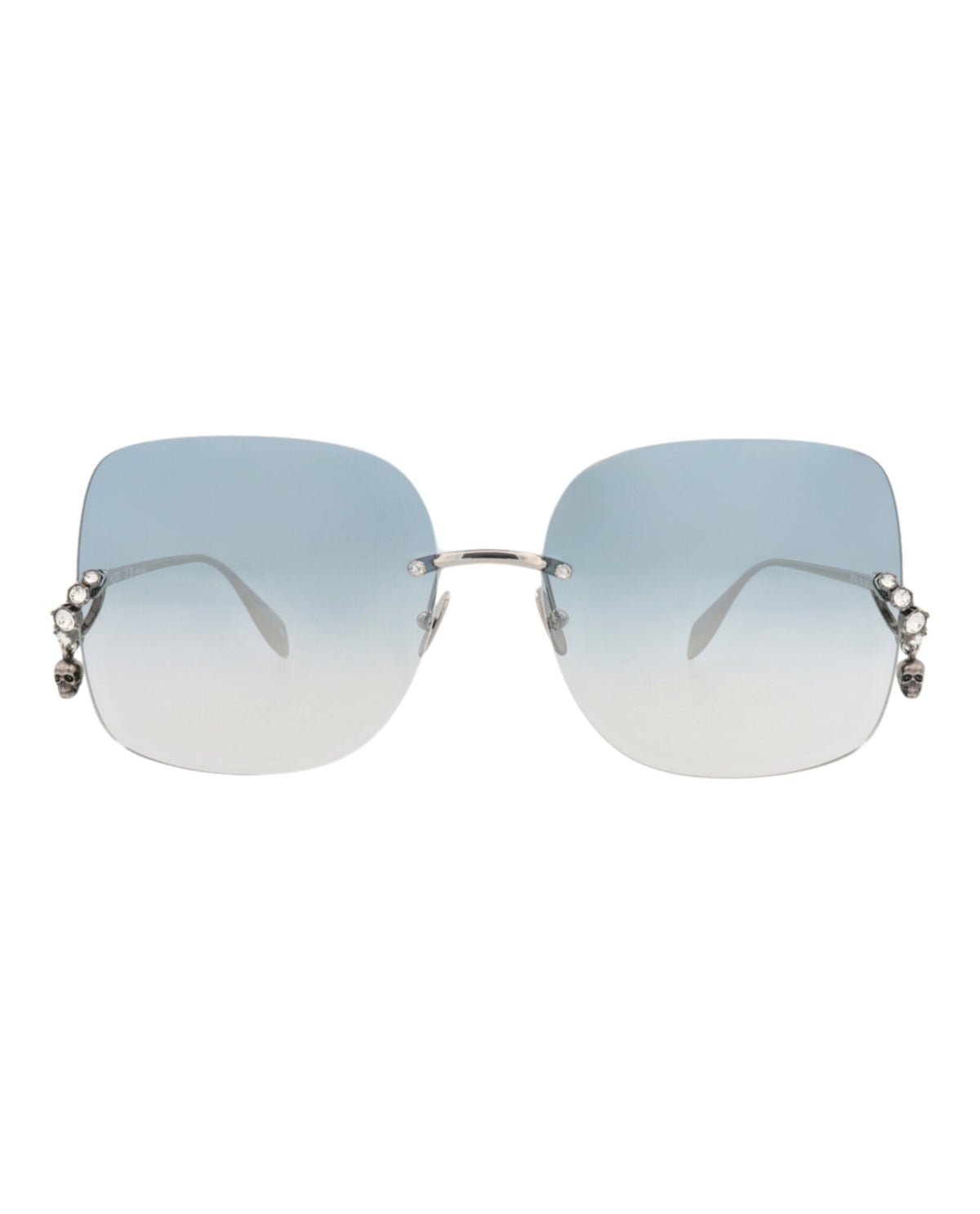 Alexander McQueen Womens Square/Rectangle Silver Silver Blue Fashion Designer Eyewear