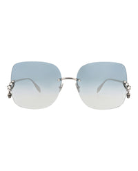 Alexander McQueen Womens Square/Rectangle Silver Silver Blue Fashion Designer Eyewear
