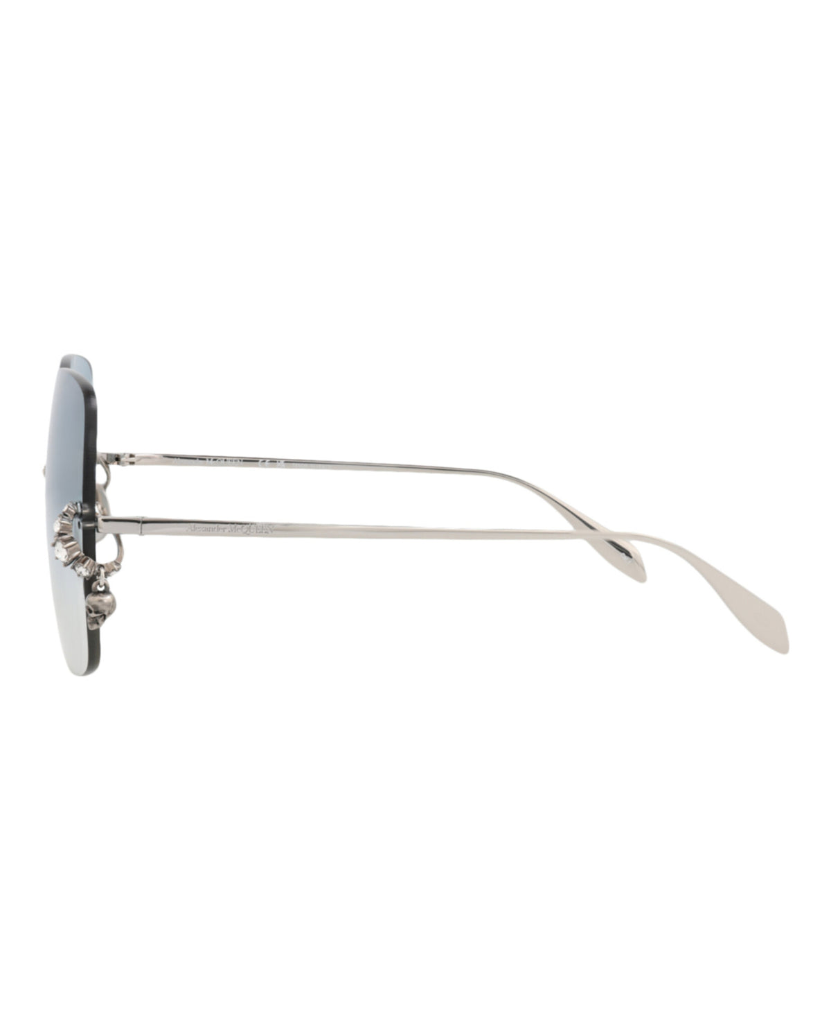 Alexander McQueen Womens Square/Rectangle Silver Silver Blue Fashion Designer Eyewear