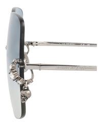 Alexander McQueen Womens Square/Rectangle Silver Silver Blue Fashion Designer Eyewear