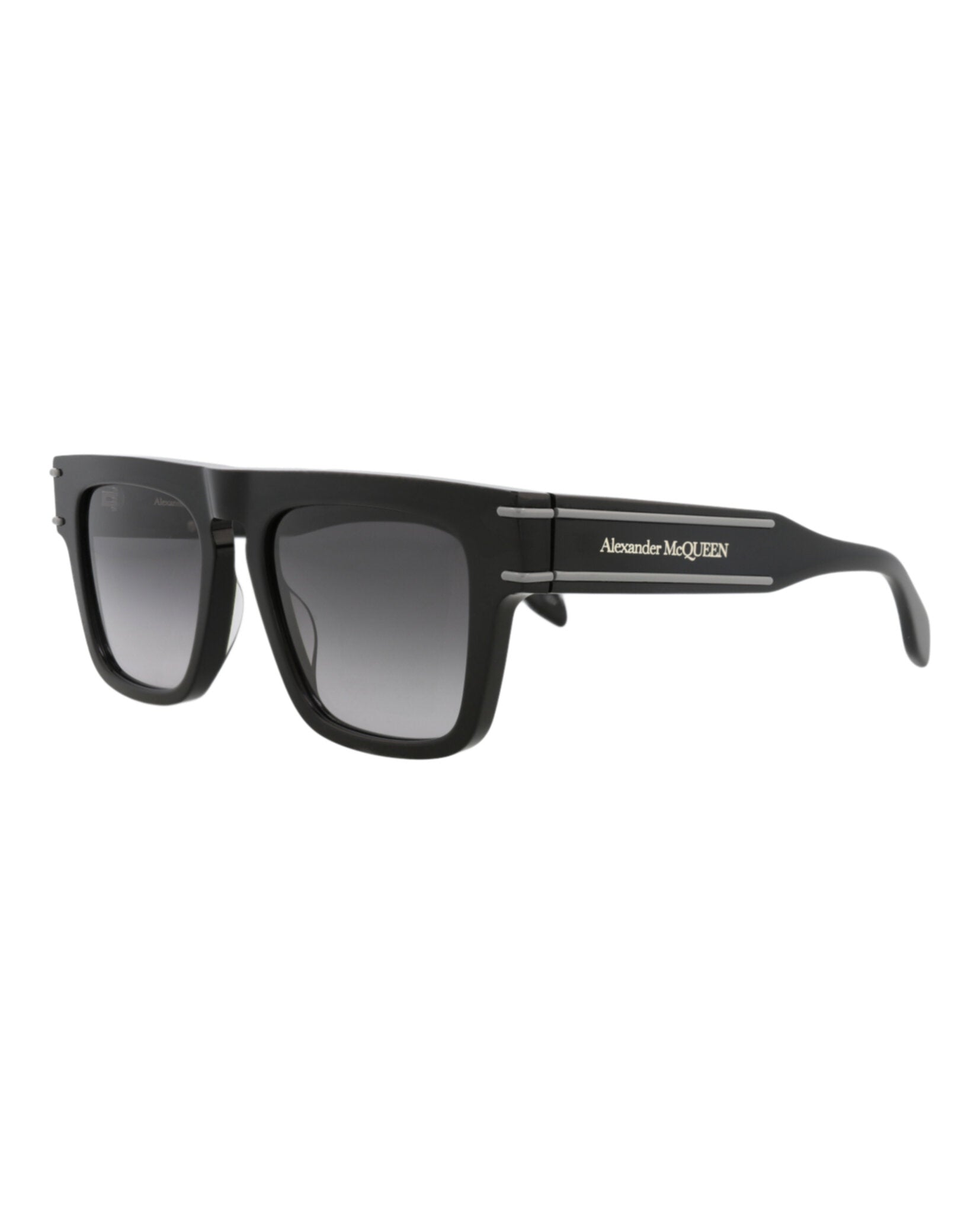 Alexander McQueen Mens Square/Rectangle Black Black Grey Fashion Designer Eyewear