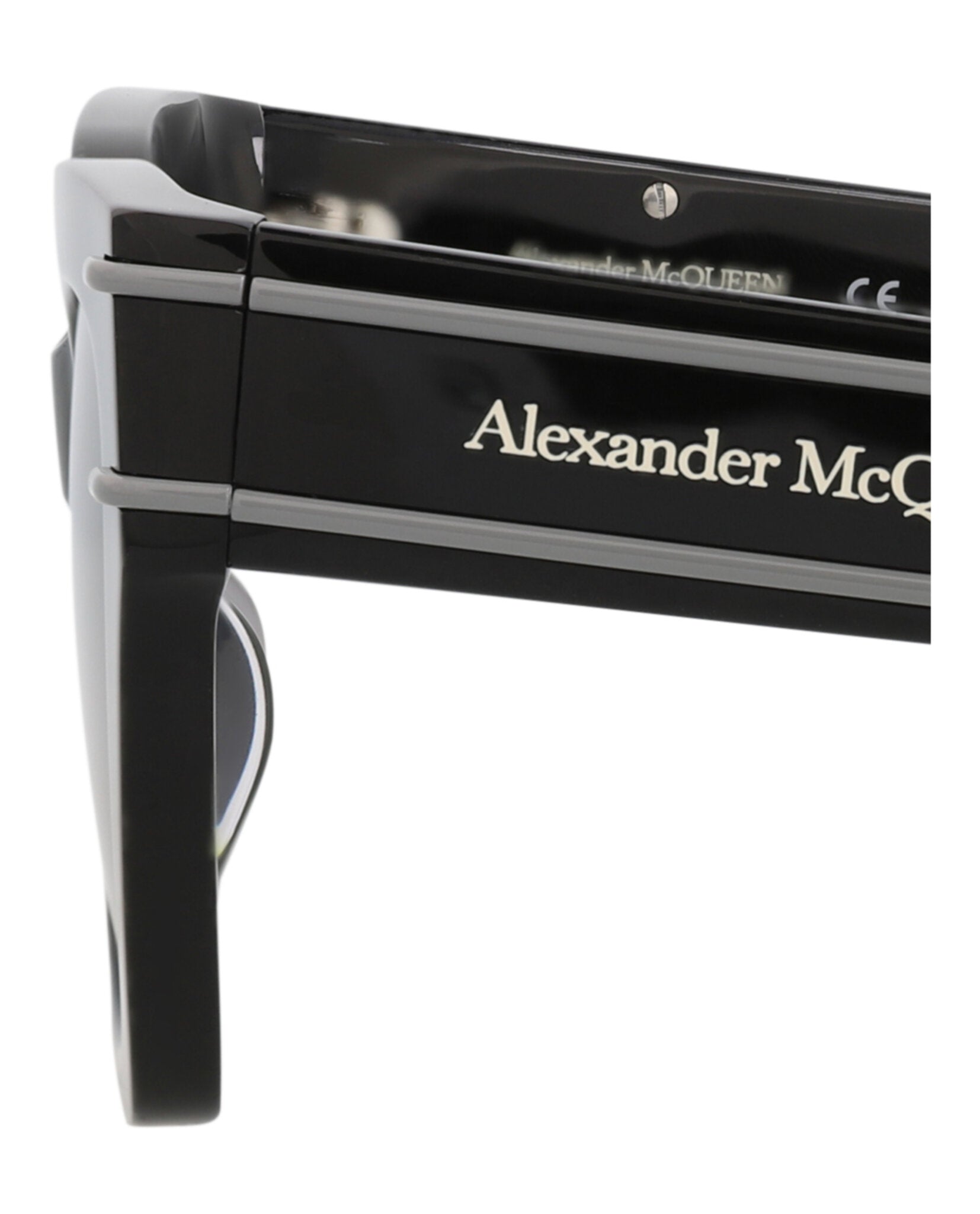 Alexander McQueen Womens Cat Eye Black Black Grey Fashion Designer Eyewear