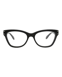 Alexander McQueen Womens Cat Eye Black Black Transparent Fashion Designer Eyewear
