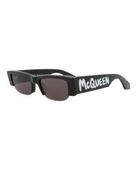 Alexander McQueen Womens Square/Rectangle Black Black Grey Fashion Designer Eyewear