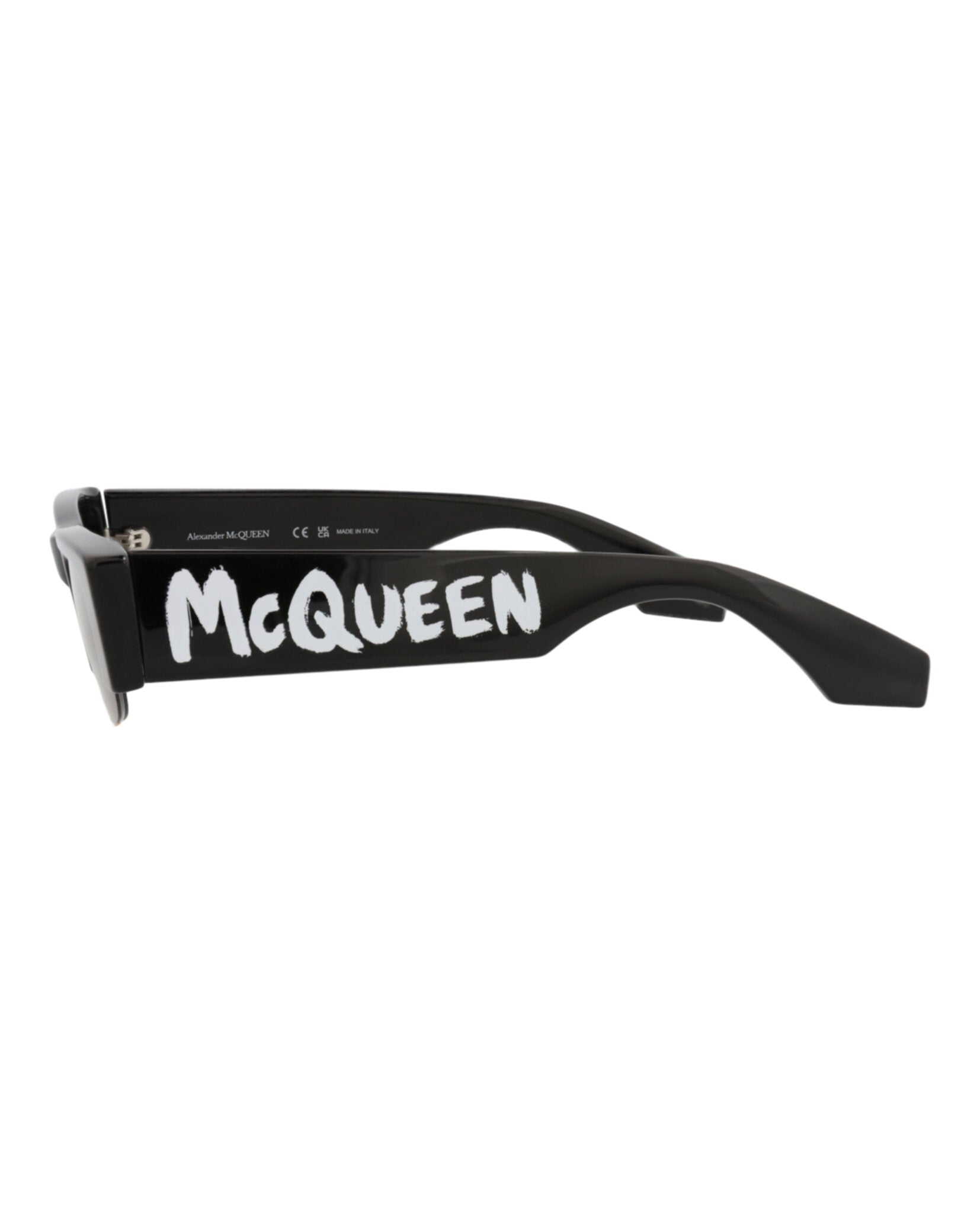 Alexander McQueen Womens Square/Rectangle Black Black Grey Fashion Designer Eyewear