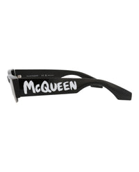 Alexander McQueen Womens Square/Rectangle Black Black Grey Fashion Designer Eyewear