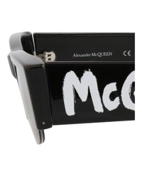 Alexander McQueen Womens Square/Rectangle Black Black Grey Fashion Designer Eyewear