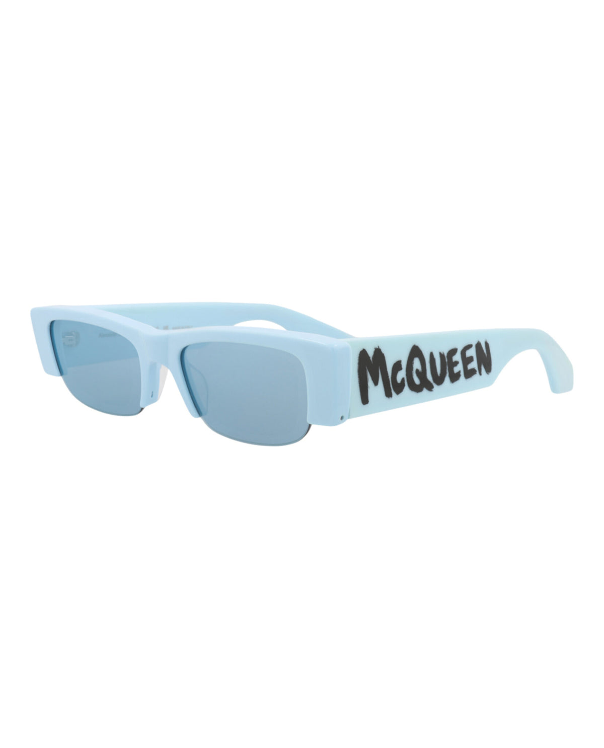 Alexander McQueen Womens Square/Rectangle Light Blue Light Blue Light Blue Fashion Designer Eyewear