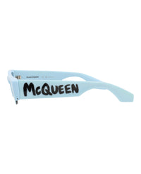 Alexander McQueen Womens Square/Rectangle Light Blue Light Blue Light Blue Fashion Designer Eyewear