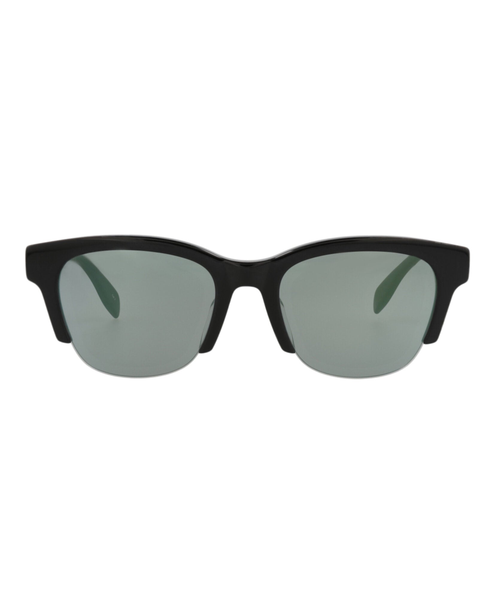 Alexander McQueen Womens Square/Rectangle Black Black Green Fashion Designer Eyewear