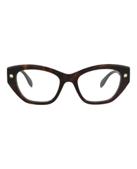 Alexander McQueen Womens Cat Eye Havana Havana Transparent Fashion Designer Eyewear