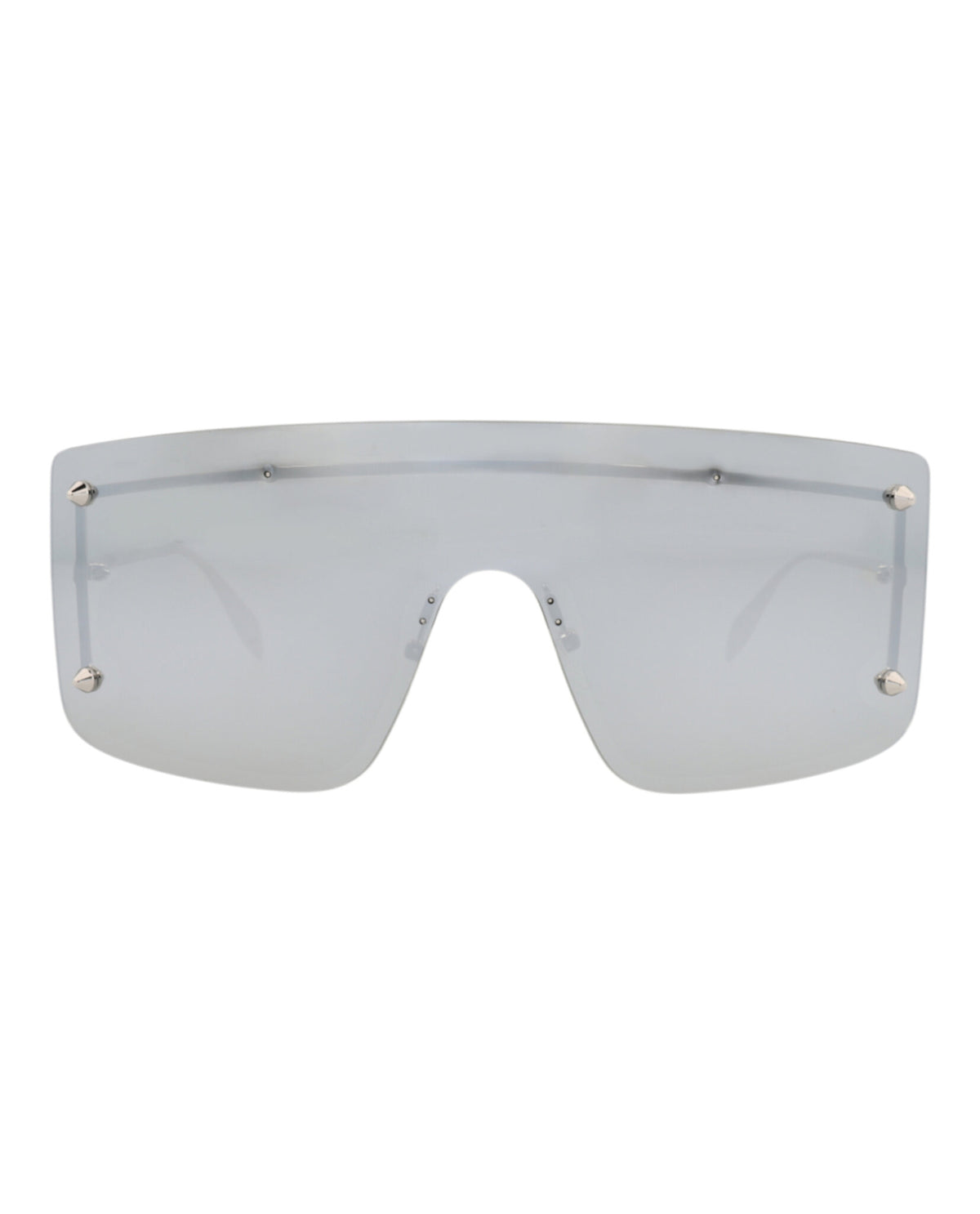 Alexander McQueen Unisex Shield/Wrap Silver Silver Silver Fashion Designer Eyewear