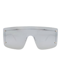 Alexander McQueen Unisex Shield/Wrap Silver Silver Silver Fashion Designer Eyewear