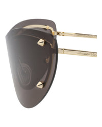 Alexander McQueen Womens Cat Eye Gold Gold Grey Fashion Designer Eyewear