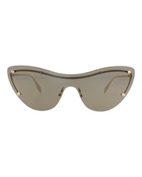 Alexander McQueen Womens Cat Eye Gold Gold Brown Fashion Designer Eyewear