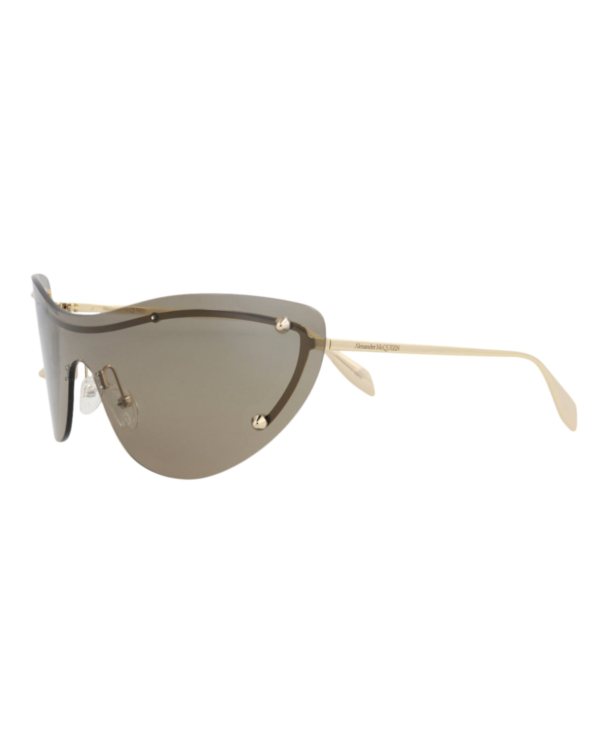Alexander McQueen Womens Cat Eye Gold Gold Brown Fashion Designer Eyewear