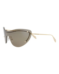 Alexander McQueen Womens Cat Eye Gold Gold Brown Fashion Designer Eyewear