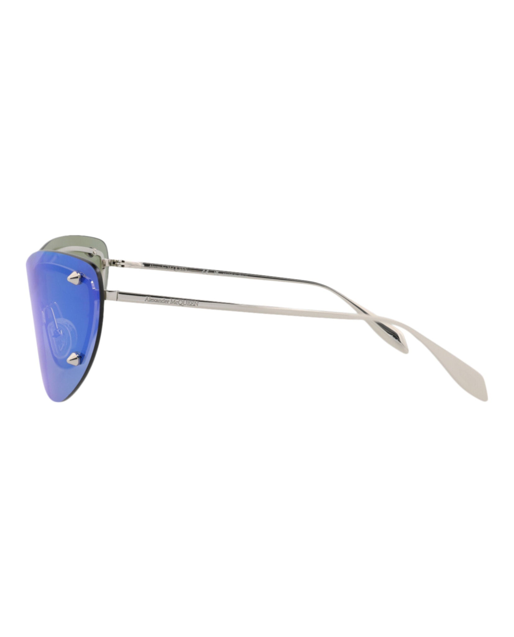 Alexander McQueen Womens Cat Eye Silver Silver Blue Fashion Designer Eyewear