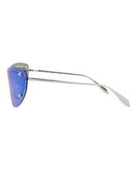 Alexander McQueen Womens Cat Eye Silver Silver Blue Fashion Designer Eyewear